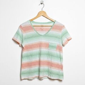 Canyon River Blues Green and Pink Striped Short Sleeve Tee